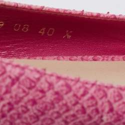Dior Pink Python Leather Floral Raffia Ballet Flats Size 40.5