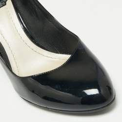 Dior Black Patent Leather Stud Embellished Block Heel Pumps Size 38