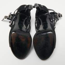 Dior Black Snakeskin And Suede Strappy Eyelet Bow Platform Sandals Size 38.5