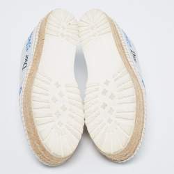 Dior Light Blue Denim Floral Embroidered Espadrille Slip On Sneakers Size 40