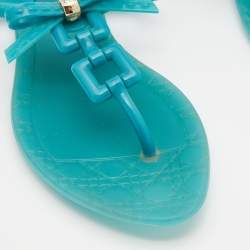 Pre Owned Dior Blue Rubber Bow Thong Flat Sandals Size 39