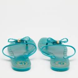 Pre Owned Dior Blue Rubber Bow Thong Flat Sandals Size 39