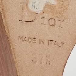 Dior Cream/Brown Monogram Canvas And Leather Wedge Sandals Size 37.5