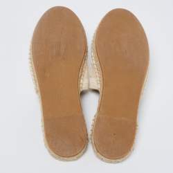 Pre Owned Dior Cream Embroidered Canvas Granville Espadrille Mules Size 38.5