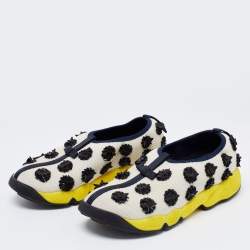 Pre Owned Dior White/Blue Mesh Fusion Embellished Slip On Sneakers Size 38