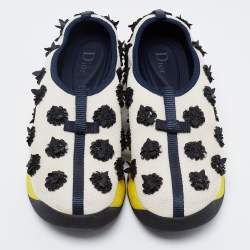 Pre Owned Dior White/Blue Mesh Fusion Embellished Slip On Sneakers Size 38