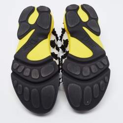 Pre Owned Dior White/Blue Mesh Fusion Embellished Slip On Sneakers Size 38