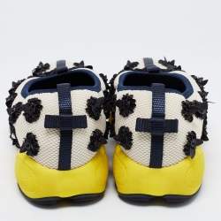 Pre Owned Dior White/Blue Mesh Fusion Embellished Slip On Sneakers Size 38