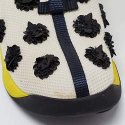 Pre Owned Dior White/Blue Mesh Fusion Embellished Slip On Sneakers Size 38