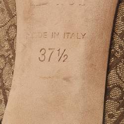 مملوكة مسبقًا Dior Beige/Brown Diorissimo Canvas And Leather Buckle Detail Peep Toe Pumps Size 37.5