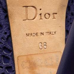 مملوكة مسبقًا حذاء كعب عالي ديور ديور بي واي زد سويدي قصة ليزر وجلد أزرق مقاس 38