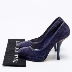 مملوكة مسبقًا حذاء كعب عالي ديور ديور بي واي زد سويدي قصة ليزر وجلد أزرق مقاس 38