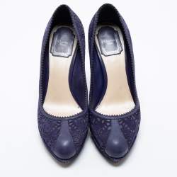 مملوكة مسبقًا حذاء كعب عالي ديور ديور بي واي زد سويدي  قصة ليزر وجلد أزرق مقاس 38