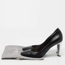 Pre Owned Dior Black Leather Blook Heel Pumps Size 39.5