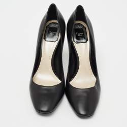 Pre Owned Dior Black Leather Blook Heel Pumps Size 39.5
