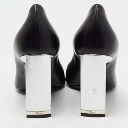 Pre Owned Dior Black Leather Blook Heel Pumps Size 39.5