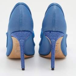 Pre Owned Dior Blue Mesh Garden Flower Detail Pointed Toe Pumps Size 38