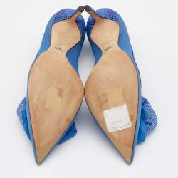 Pre Owned Dior Blue Mesh Garden Flower Detail Pointed Toe Pumps Size 38