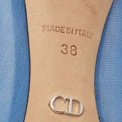 Pre Owned Dior Blue Mesh Garden Flower Detail Pointed Toe Pumps Size 38