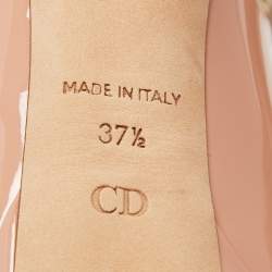 Dior Beige Patent Peep Toe Cannage Heel Pumps Size 37.5