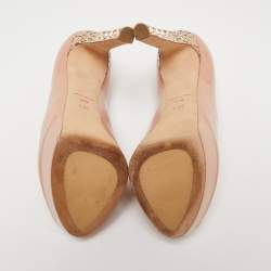 Dior Beige Patent Peep Toe Cannage Heel Pumps Size 37.5