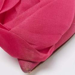 Pre Owned Dior Pink Mesh And Fabric Floral Applique Pointed Toe Ballet Flats Size 35