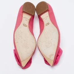 Pre Owned Dior Pink Mesh And Fabric Floral Applique Pointed Toe Ballet Flats Size 35