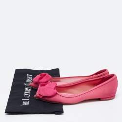 Pre Owned Dior Pink Mesh And Fabric Floral Applique Pointed Toe Ballet Flats Size 35