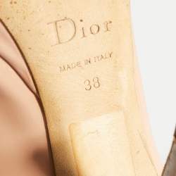 Pre Owned Dior Beige Patent Leather Miss Dior Peep Toe Platform Pumps Size 38