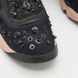 Pre Owned Dior Black Mesh And Stretch Fabric Embellished Fusion Low Top Sneakers Size 40