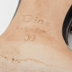 Pre Owned Dior Multicolor Lizard Embossed Leather Crystal Embellished T-Bar Pointed Toe Pumps Size 38