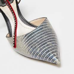 Pre Owned Dior Multicolor Lizard Embossed Leather Crystal Embellished T-Bar Pointed Toe Pumps Size 38