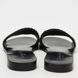 Pre Owned Dior Black Suede Embellished Flat Sandals Size 39
