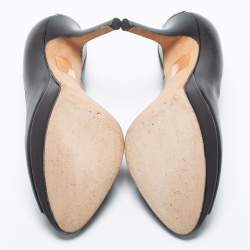 Pre Owned Dior Black Leather Miss Dior Peep-Toe Platform Pumps Size 38