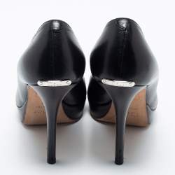Pre Owned Dior Black Leather Miss Dior Peep-Toe Platform Pumps Size 38