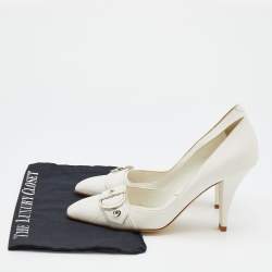 Dior White Cannage Leather Buckle Detail Pumps Size 40