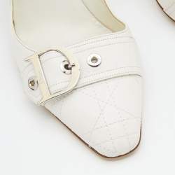 Dior White Cannage Leather Buckle Detail Pumps Size 40