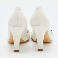 Dior White Cannage Leather Buckle Detail Pumps Size 40