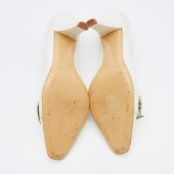 Dior White Cannage Leather Buckle Detail Pumps Size 40