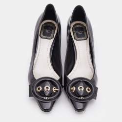 Pre Owned Dior Black Patent Leather Buckle Detail Pumps Size 39