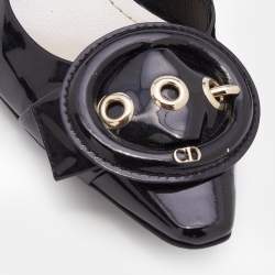 Pre Owned Dior Black Patent Leather Buckle Detail Pumps Size 39