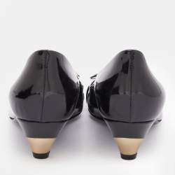 Pre Owned Dior Black Patent Leather Buckle Detail Pumps Size 39