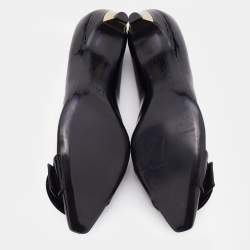 Pre Owned Dior Black Patent Leather Buckle Detail Pumps Size 39