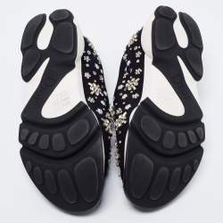 Dior Black Crystal Embellished Mesh Fusion Low-Top Sneakers Size 40 