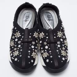 Dior Black Crystal Embellished Mesh Fusion Low-Top Sneakers Size 40 
