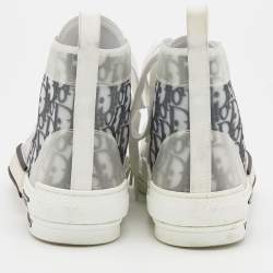 مملوكة مسبقًا Dior White/Grey Oblique Mesh and Rubber B23 High Top Sneakers Size 41