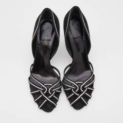 Pre Owned Dior Black/Silver Suede Peep Toe Strappy Sandals Size 40