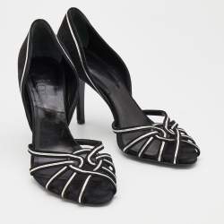 Pre Owned Dior Black/Silver Suede Peep Toe Strappy Sandals Size 40