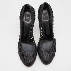 Pre Owned Dior Black Leather Cut Out Detail Bow Pumps Size 40.5