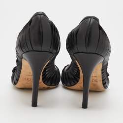 Pre Owned Dior Black Leather Cut Out Detail Bow Pumps Size 40.5